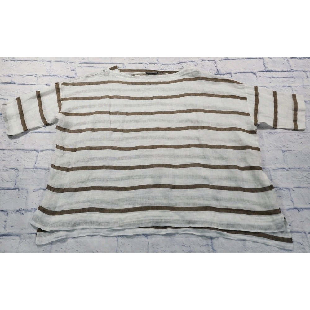Tina Stephens Linen Top WOMENS ONE SIZE Beige Lagenlook Coastal Made in Italy